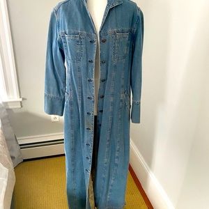 Jean long coat-duster style Sz 12 Tan Toile lining